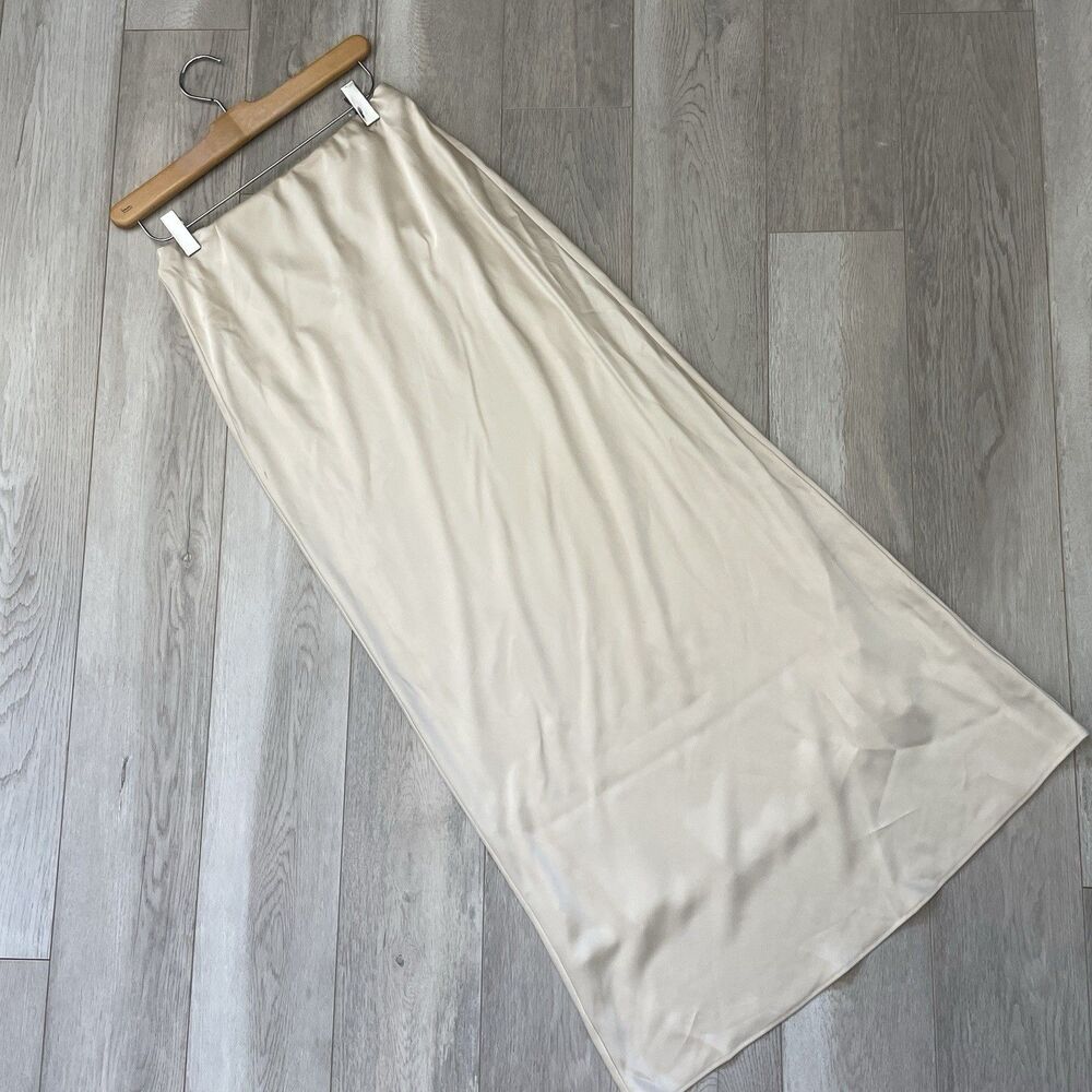 Reformation Slip Skirt acetate pull on satin maxi womens Cream size 2 minimalist
